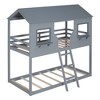 YOOCOZZ Twin Over Twin Bunk Bed Wood Bed with Roof, Window, Guardrail and Ladder - 3 of 4