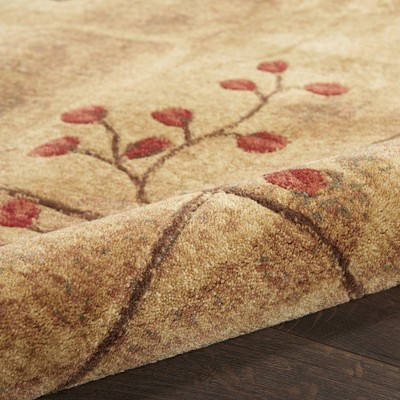 Handmade Latte Synthetic Rectangular Medium Rug