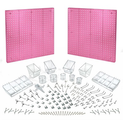 White High Impact Styrene Pegboard Organizer Kit with Hooks and Bins