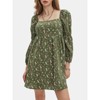 EXLURA Womens Square Neck Dress Long Puff Sleeve A-Line Casual Short Mini Dresses - 4 of 4