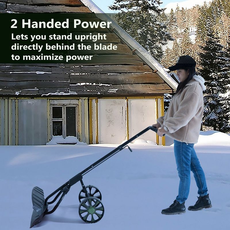 Gardenised Extra Wide 36 in. Snow Shovel Plow Pusher Remover with Large Rugged Wheels, Heavy Duty, Black, 5 of 8