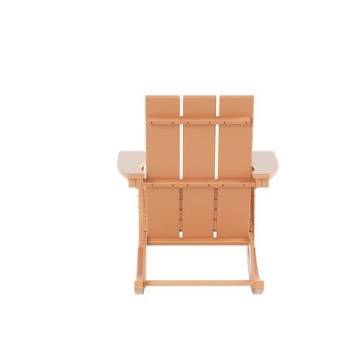 Teak Semi-Glossy Plastic Adirondack Outdoor Rocking Chair