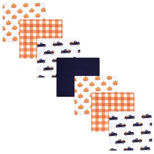 Hudson Baby Infant Boy Cotton Flannel Receiving Blanket Bundle, Pumpkin Truck, One Size - 1 of 4