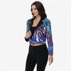 Anna-Kaci Women's Sequin Cropped Blazer Long Sleeve Sparkly Open Front Jacket - 3 of 4