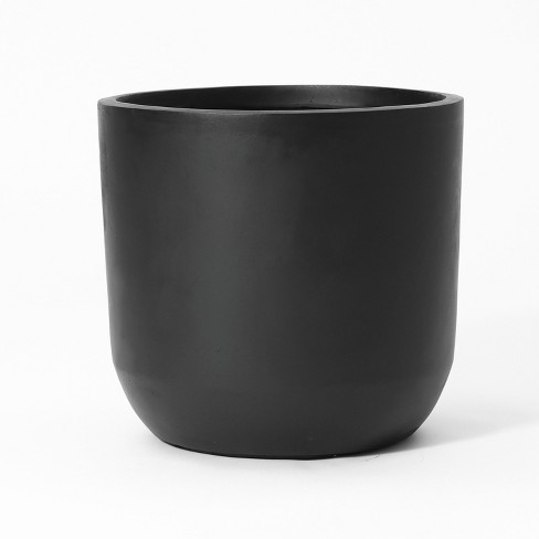 LuxenHome 14.6-Inch Round Smooth Finish Black MgO Planter - image 1 of 4