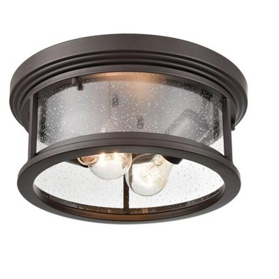 Bresley 12" Black Glass 2-Light Flush Mount