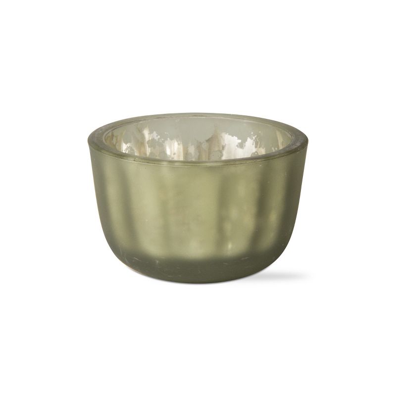 tagltd Reflection Spruce Green Glass Tealight Candle Holder, 2.53L x 2.53W x 1.6H inches, 1 of 3