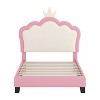 TIRAMISUBEST Twin/Full Upholstered Princess Bed with Crown Headboard, Kids PU Leather Platform Bed Frame - 4 of 4