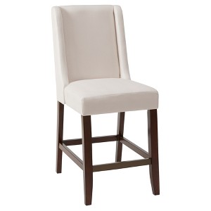 Counter Height Barstool Cream: Madison Park Wingback, Padded Seat, Espresso Wood Legs - 1 of 4