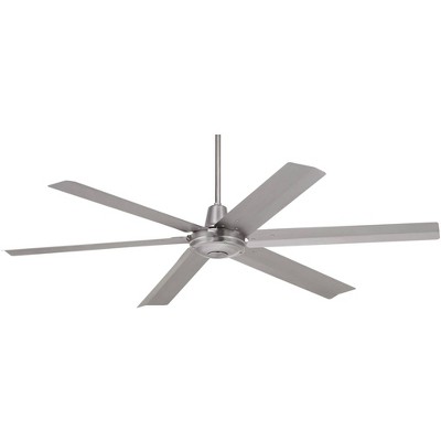 60" Casa Vieja Modern Industrial Indoor Outdoor Ceiling Fan with Remote Brushed Steel Damp Rated for Patio Porch