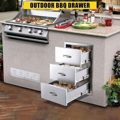 Garvee Stainless Steel BBQ Drawer for Outdoor Kitchen - 30" W x 23" D x 10" H, Weather-Resistant Flush Mount with Silent Operation