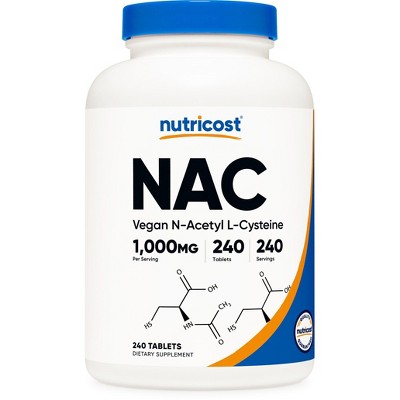 Nutricost N-Acetyl L-Cysteine (NAC) 1000 mg, 240 Vegan Tablets - GMO Free, Gluten Free, Vegetarian Supplement