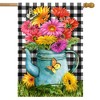 Gerber Daisy Watering Can Spring House Flag Checkered 28" x 40" Briarwood Lane - 2 of 4