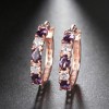 Hoop Earrings for Women Purple Cubic Zirconia White Gold Plated Ginger Lyne Collection - 2 of 4
