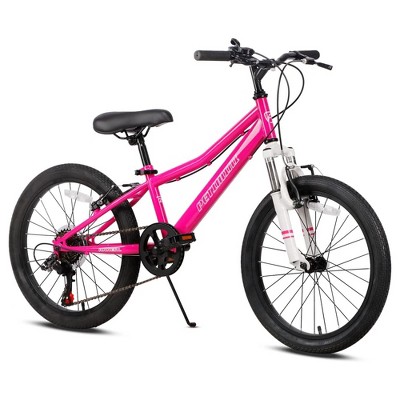 Petimini BP1002YH-3 Cyclone 20 Inch Kids Mountain Bike with Step Over High-TEN Steel Frame and 6 Speed Drivetrain for 5-9 Year Olds, Pink