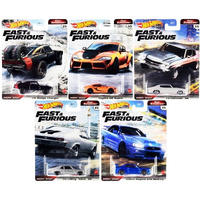"Fast & Furious" Movie 5 piece Set "Fast Superstars" Diecast Model Cars by Hot Wheels