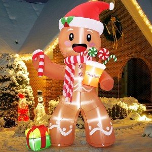 8FT Gingerbread Man Christmas Inflatables, Christmas Inflatables Outdoor Decorations - 1 of 4