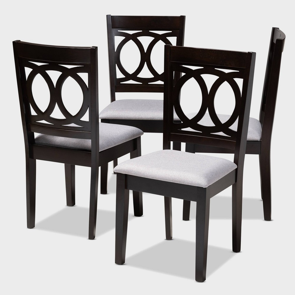 Photos - Chair Set of 4 Lenoir Finished Wood Dining  Gray - Baxton Studio: Upholste