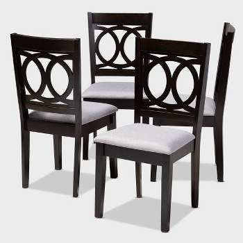 Set of 4 Lenoir Finished Wood Dining Chairs Gray - Baxton Studio: Upholstered, Mid-Century Modern, Espresso