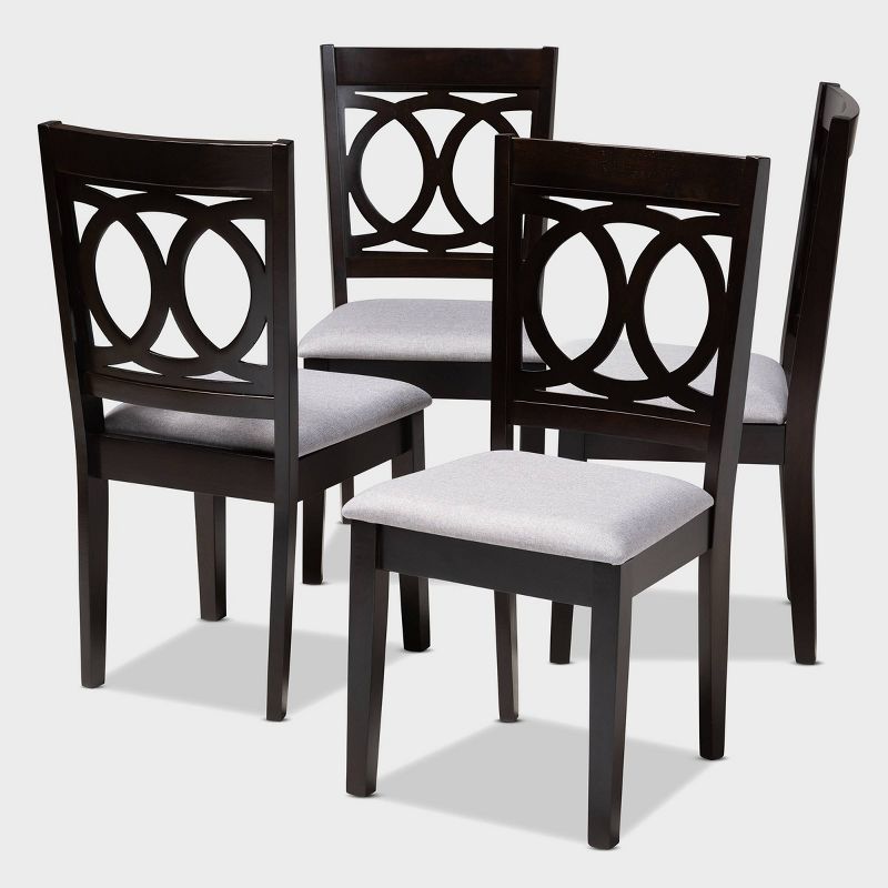 Set of 4 Lenoir Finished Wood Dining Chairs Gray - Baxton Studio: Upholstered, Mid-Century Modern, Espresso, 1 of 9