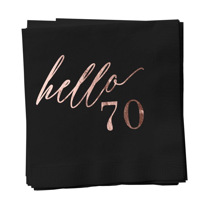 Paper Frenzy Birthday Black Beverage Cocktail Party Napkins 25 Pack with Rose Gold Foil Printing 4.75 x 4.75 Paper Frenzy, 1 of 2