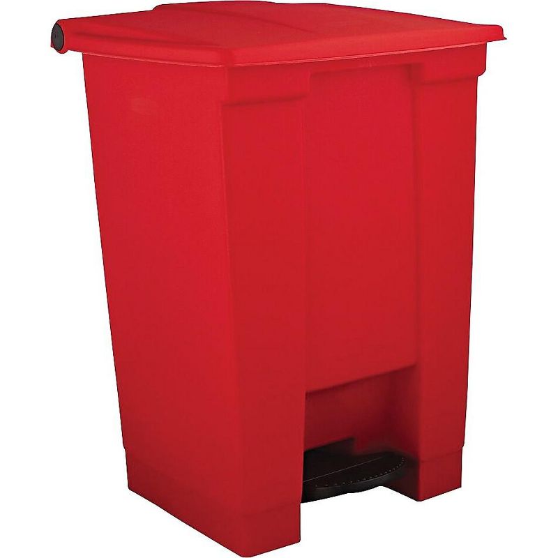 Rubbermaid Commercial Indoor Utility Step-On Waste Container Square Plastic 12gal Red 6144RED Step Trash Can, 2 of 3