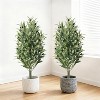 Artificial Laurel Trees with Ground Thorns, 2 Pieces 3 Feet Tall, UV-resistant Artificial Shrubs, Garden Terraces, Indoor and Outdoor Decoration. - 4 of 4