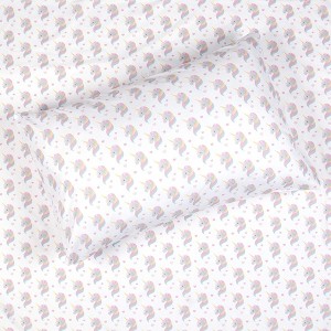 Tadpoles 4-Piece Unicorn Sheet Set | 1 Full Flat Sheet, 1 Full Fitted Sheet & 2 Queen Pillowcases |Pink - 1 of 4