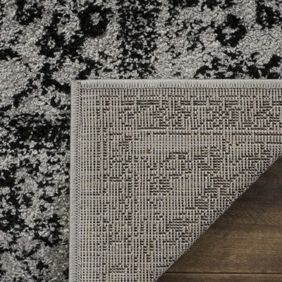 Grey and Black Hand-knotted Synthetic Runner Rug
