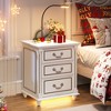 Fredees Farmhouse Nightstand with Hidden Drawer and 3 Large Storage Drawers, Smart Bedside End Table with LED Light and Human Sensor Charging Station - 4 of 4