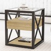 Racxily Modern End Table with Drawer, MDF & Tempered Glass Top with Industrial Style for Bedroom - 3 of 4