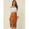 INSPIRE CHIC Women's High Low Hem Belted High Waist Side Button Decor Faux-Leather Skirt - 3 of 4