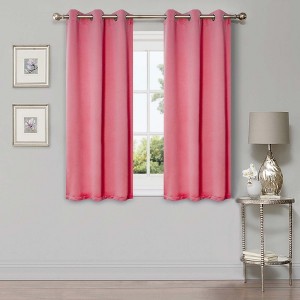 Classic Modern Solid Room Darkening Semi-Blackout Curtains, Grommets, Set of 2 by Blue Nile Mills - 1 of 4