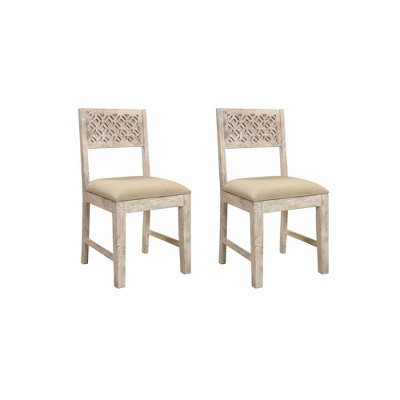 Taran Designs,Jensen Carved Solid Wood Dining Chairs (Set of 2)