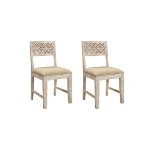 Taran Designs,Jensen Carved Solid Wood Dining Chairs (Set of 2) - 1 of 4