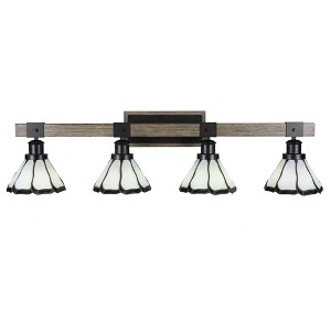 Toltec Lighting Tacoma 4 - Light Vanity in  Black/Painted Wood with 7'' Pearl & Black Flair Art Glass Shade - 1 of 1