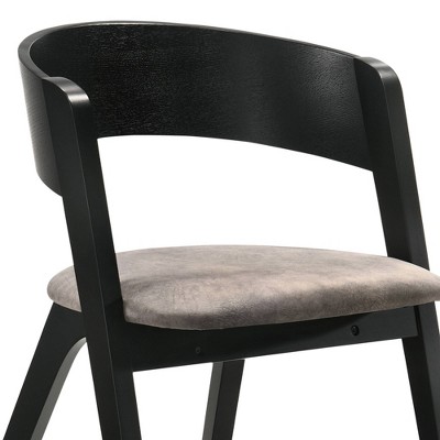 Set of 2 Black and Brown Mid-Century Modern Upholstered Arm Chairs