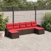 vidaXL 7 Piece Patio Sofa Set with Cushions Brown Poly Rattan - 2 of 4