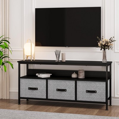 TV Stand Dresser for Bedroom with 3 Fabric Drawer Entertainment Center for 55 Inch Television