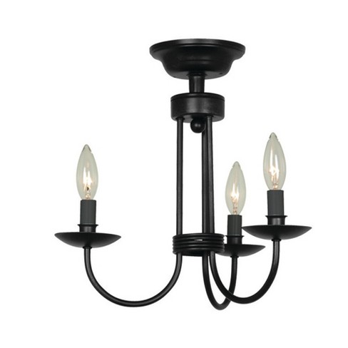 Artcraft Lighting Ac1783 Wrought Iron 3 Light Semi Flush Ceiling Fixture Black