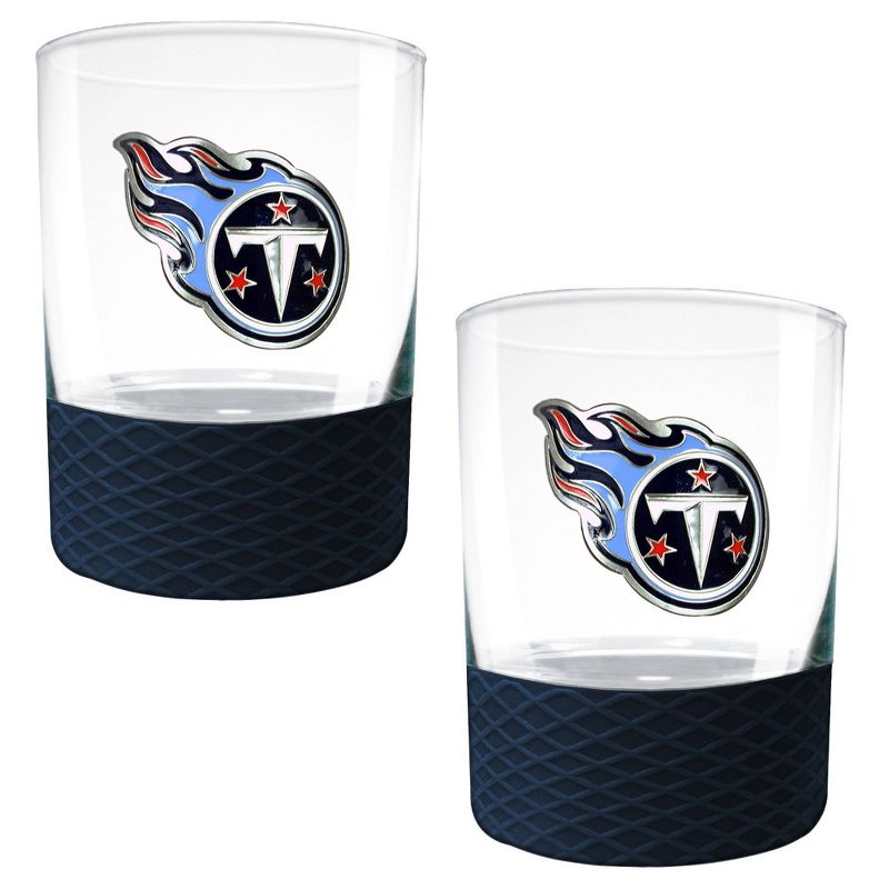 NFL Tennessee Titans 14oz Rocks Glass Set with Silicone Grip - 2pc, 1 of 2