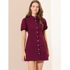Allegra K Women's Puff Short Sleeve Collared Button Front Mini Denim Dress - 3 of 4