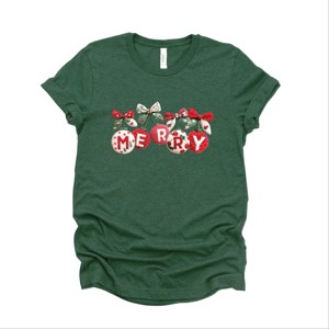 Merry Ornaments Quilted Print - Women's Short Sleeve Graphic T-Shirt - 1 of 4