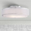 Possini Euro Design Modern Ceiling Lighting Semi Flush Mount Fixture 20" Wide Chrome 3-Light Sheer Outer Off White Inner Drum Shade for Bedroom House - 2 of 4