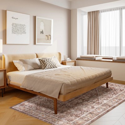 Garvee Vintage Rug Machine Washable Carpet with Non-Slip Backing Non-Shedding Stain Resistant Soft Low-Pile Floor Cover for Living Room Bedroom