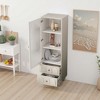 ModernLuxe 62.99" Tall Storage Cabinet with Tempered Glass Door, Display Cabinet with 2 Drawers & Adjustable Shelf, White/Dark Blue - 2 of 4