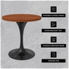 LeisureMod Verve 27" Round Dining Table - MDF Wood Top with Modern Black Pedestal Base Accent Side Table for Kitchen and Home - 2 of 4