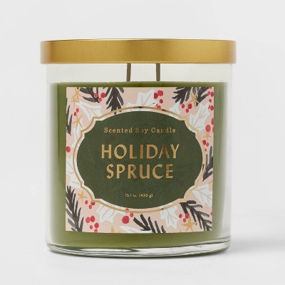 15.1oz Lidded Glass Jar 2-Wick Candle Holiday Spruce - Opalhouse™