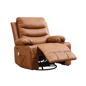 Recliner Chair - Oversized Manual Reclining Rocking Chair, 360 Swivel Glider with Cup Holder, Massage and Heat, Sofa for Adults, Living Room, Bedroom - 1 of 4