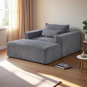 75" Corduroy Lounge Sleeper Sofa with Removable Footrest & Pillow - 1 of 4
